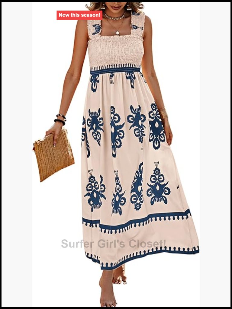 Sleeveless Square Neck Floral A-Line Maxi Dress With Pockets